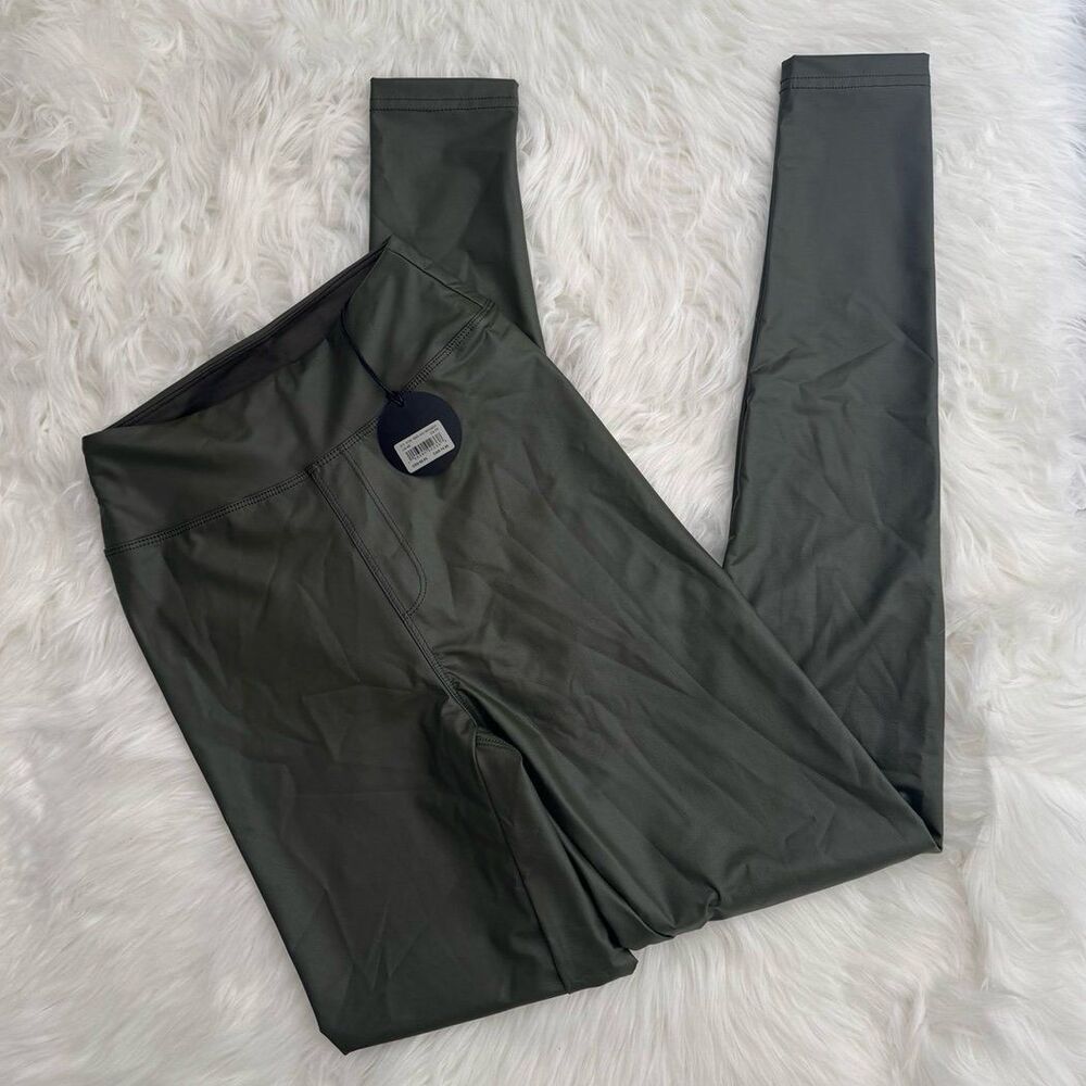 Offline by Aerie Faux Leather High Waist Leggings Olive Green Size XS